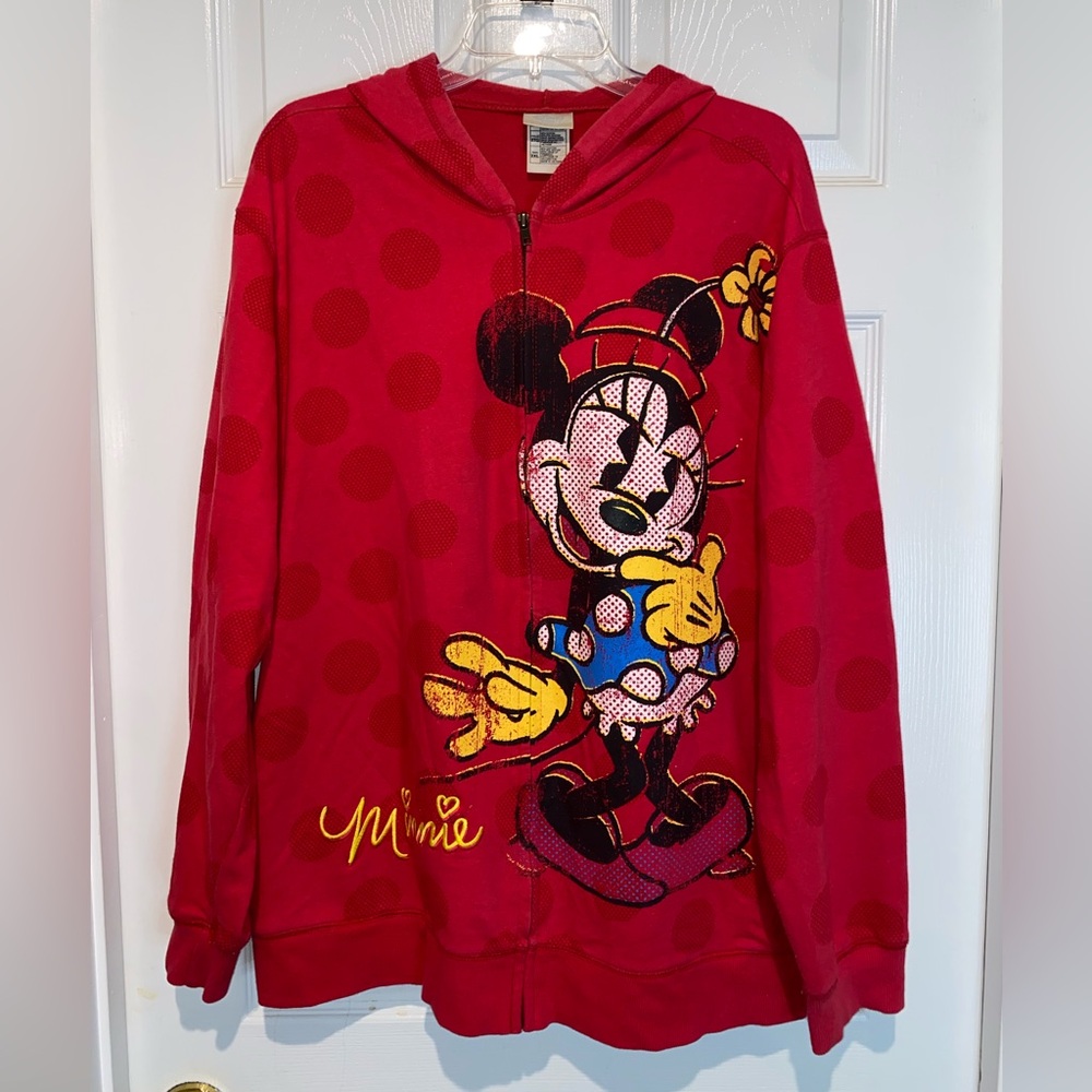 Vintage Disney Store Minnie Mouse Full Zip Hoodie. Size 2XL